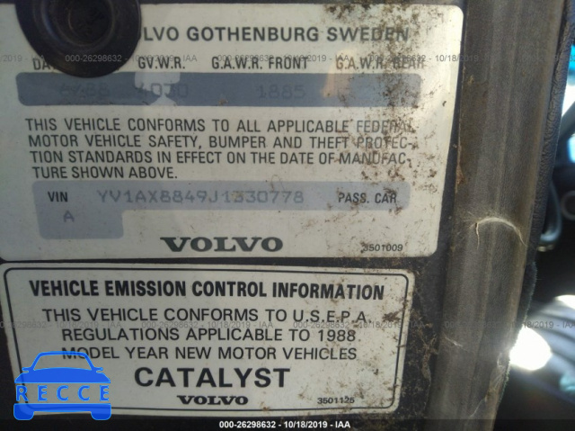 1988 VOLVO 244 DL/GL YV1AX8849J1330778 image 8