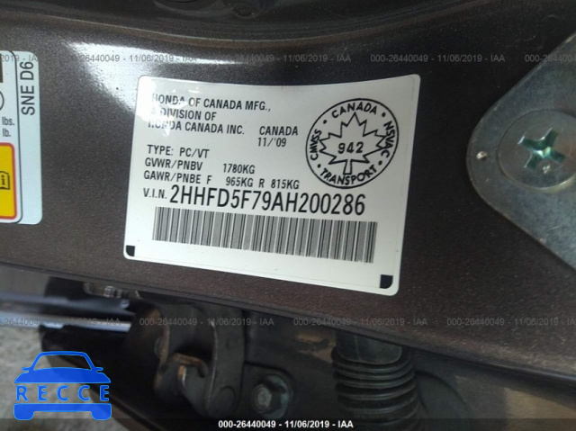 2010 ACURA CSX TECHNOLOGY 2HHFD5F79AH200286 Bild 8