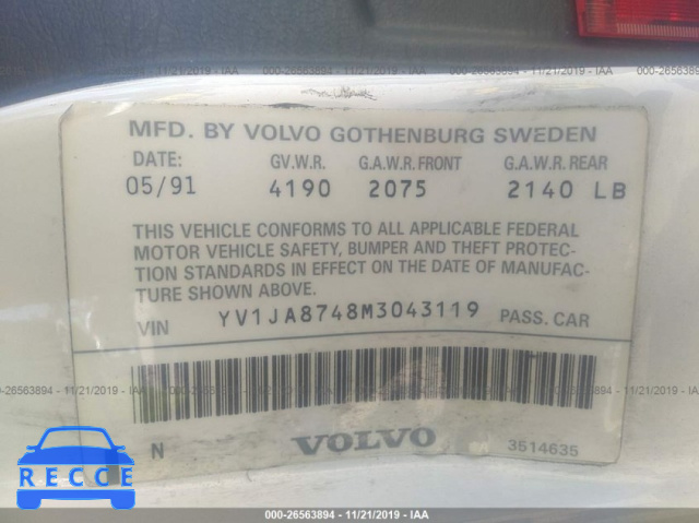 1991 VOLVO 940 YV1JA8748M3043119 image 8