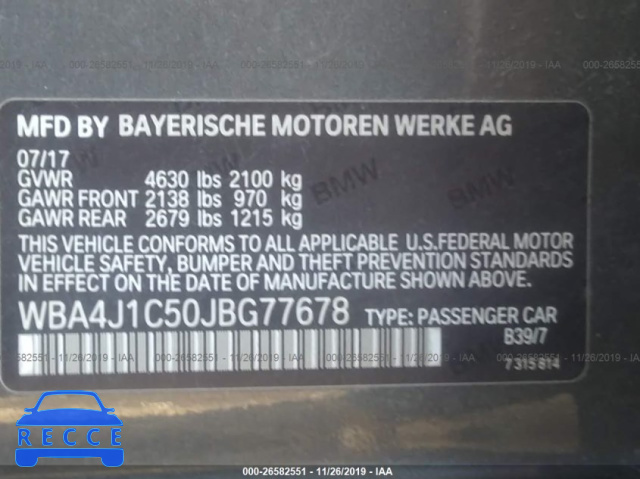 2018 BMW 430I GRAN COUPE WBA4J1C50JBG77678 image 8