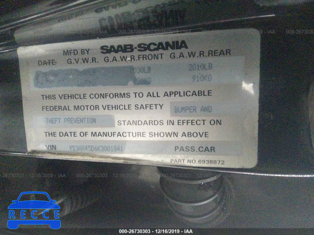1989 SAAB 900 YS3AR45D6K3001841 image 7