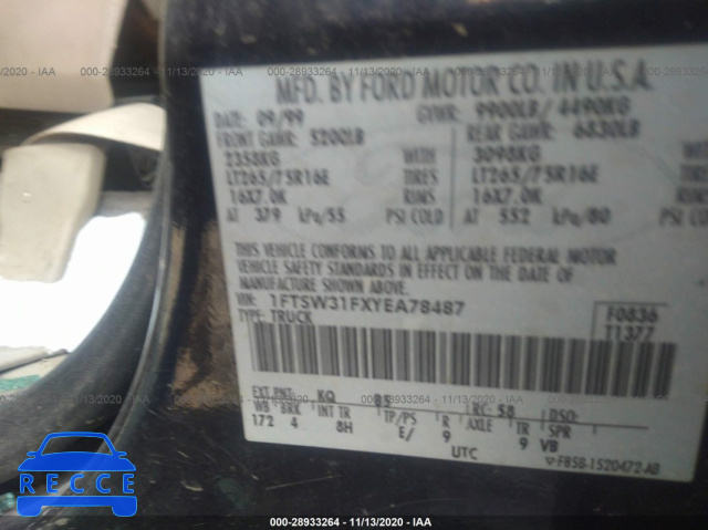 2000 FORD SUPER DUTY F-350 SRW XL/XLT/LARIAT 1FTSW31FXYEA78487 Bild 8