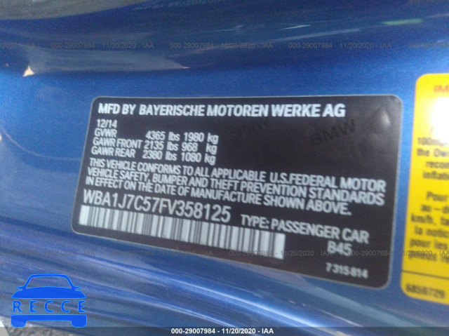2015 BMW 2 SERIES M235I WBA1J7C57FV358125 зображення 8