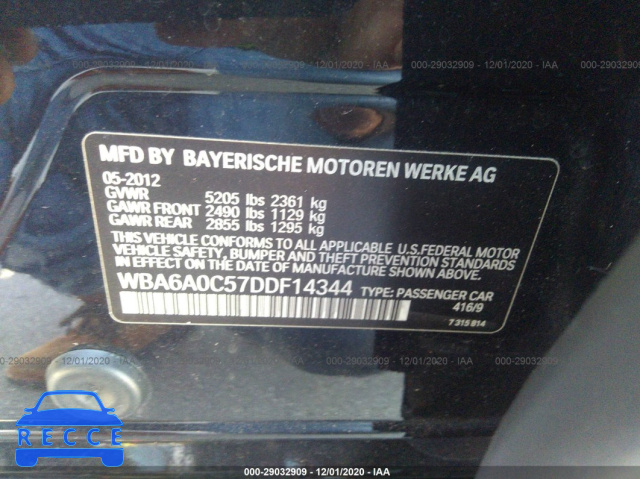 2013 BMW 6 SERIES 640I WBA6A0C57DDF14344 Bild 8
