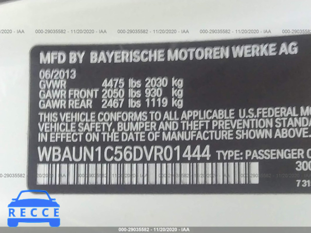2013 BMW 1 SERIES 128I WBAUN1C56DVR01444 image 8