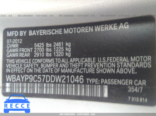 2013 BMW 6 SERIES 650I WBAYP9C57DDW21046 image 8