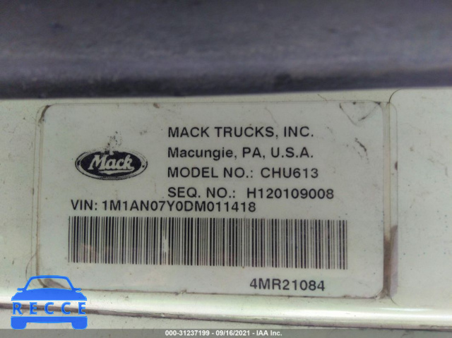 2013 MACK CHU613 CHU600 1M1AN07Y0DM011418 зображення 8