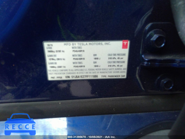 2015 TESLA MODEL S 85D/70D/90D/P90D 5YJSA1E27FF111886 image 8