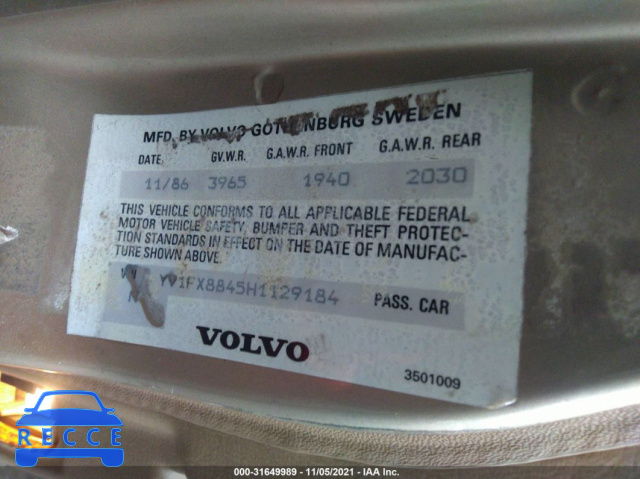 1987 Volvo 740 GLE YV1FX8845H1129184 Bild 8