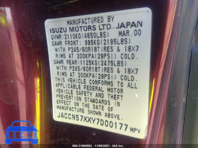 2000 ISUZU VEHICROSS  JACCN57XXY7D00177 Bild 8