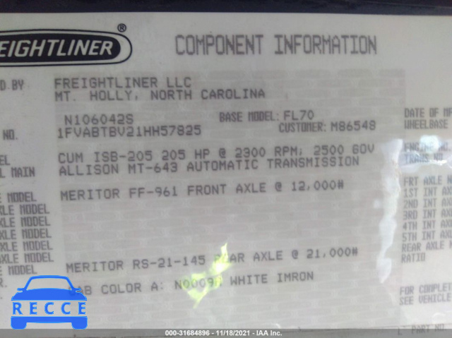 2001 FREIGHTLINER MEDIUM CONVENTIONAL FL70 1FVABTBV21HH57825 image 8