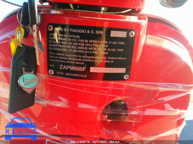 2011 VESPA LX 150IE ZAPM688F7B5000475 image 9