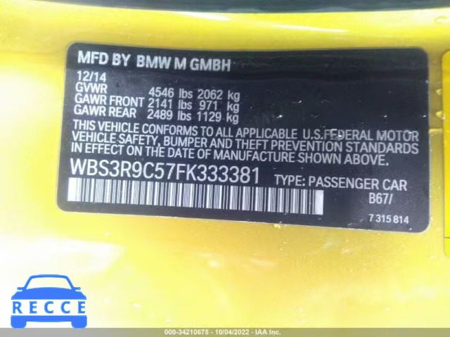 2015 BMW M4 WBS3R9C57FK333381 Bild 8
