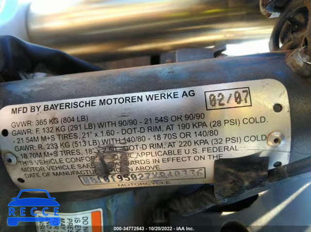 2007 BMW G650 X-CHALLENGE WB10195027XB40336 image 9