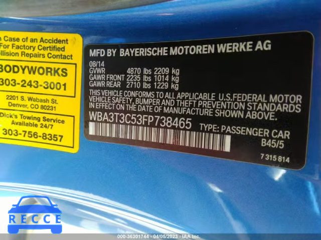 2015 BMW 435I WBA3T3C53FP738465 image 8