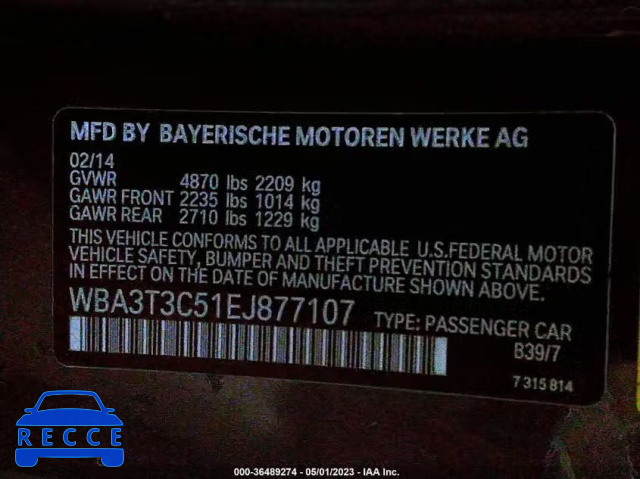 2014 BMW 435I WBA3T3C51EJ877107 зображення 8