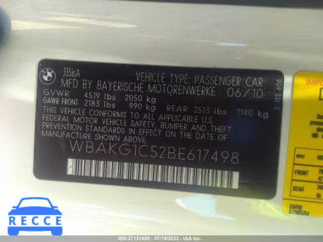 2011 BMW 335IS WBAKG1C52BE617498 image 8