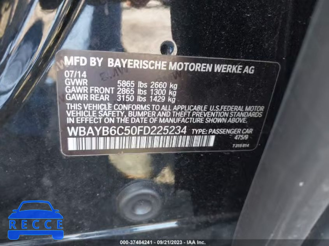 2015 BMW 750I XDRIVE WBAYB6C50FD225234 зображення 8