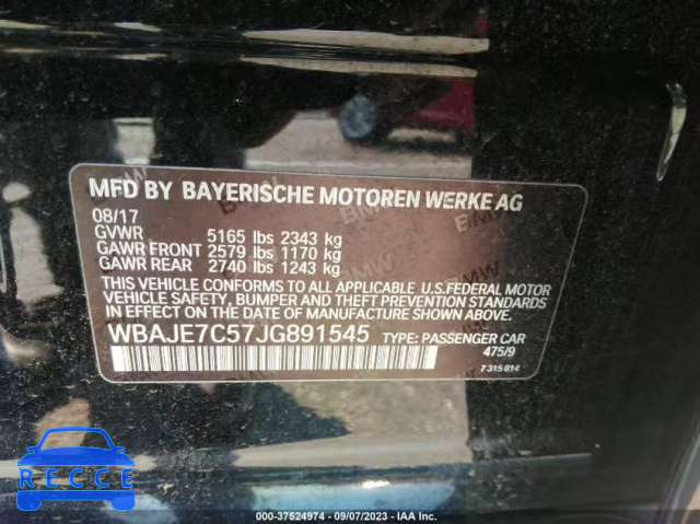 2018 BMW 540I XDRIVE WBAJE7C57JG891545 image 8