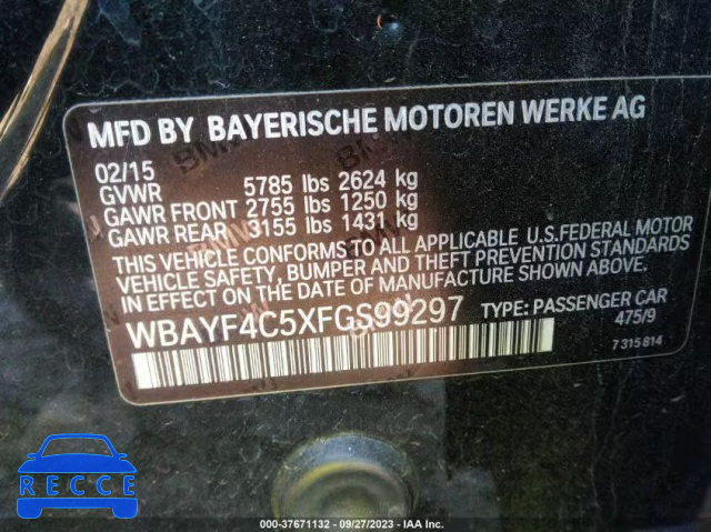 2015 BMW 740LI XDRIVE WBAYF4C5XFGS99297 image 8