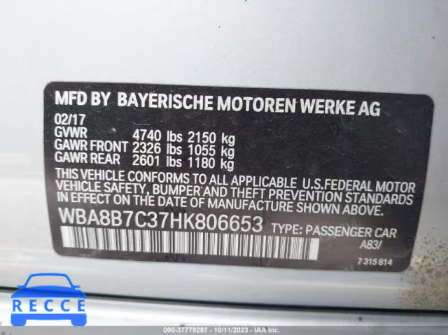 2017 BMW 340I XDRIVE WBA8B7C37HK806653 image 8