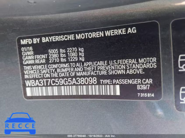 2016 BMW 435I XDRIVE WBA3T7C59G5A38098 image 8