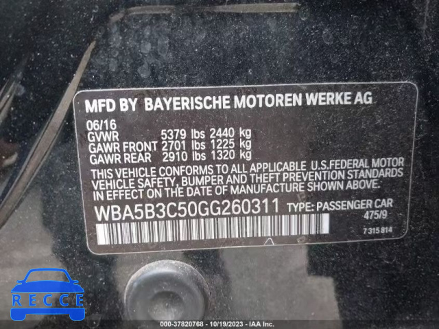 2016 BMW 535I XDRIVE WBA5B3C50GG260311 image 8