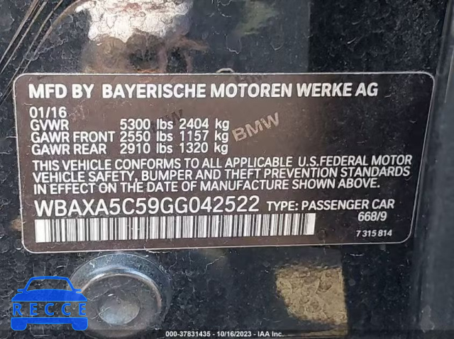 2016 BMW 535D WBAXA5C59GG042522 image 8