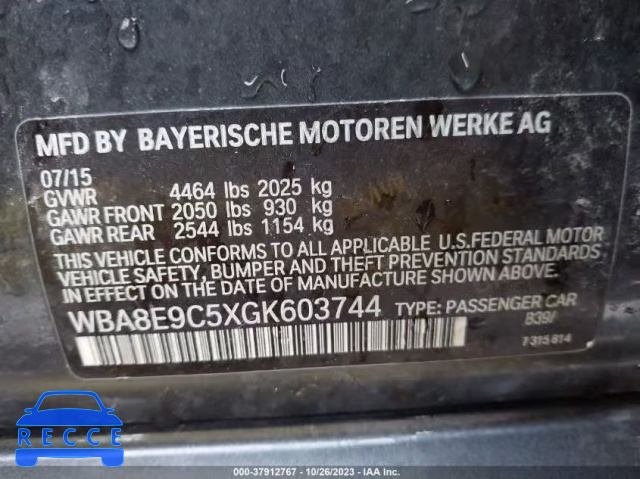 2016 BMW 328I WBA8E9C5XGK603744 зображення 8