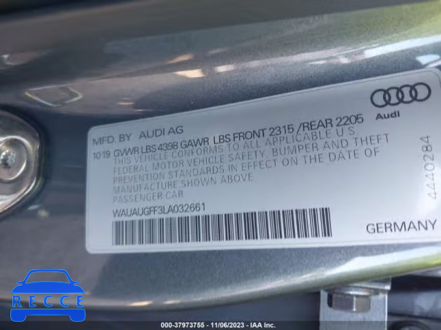 2020 AUDI A3 PREMIUM 40 TFSI FRONT-WHEEL DRIVE S TRONIC WAUAUGFF3LA032661 Bild 8