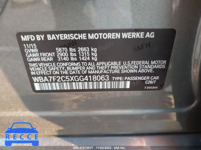 2016 BMW 750I XDRIVE WBA7F2C5XGG418063 image 8
