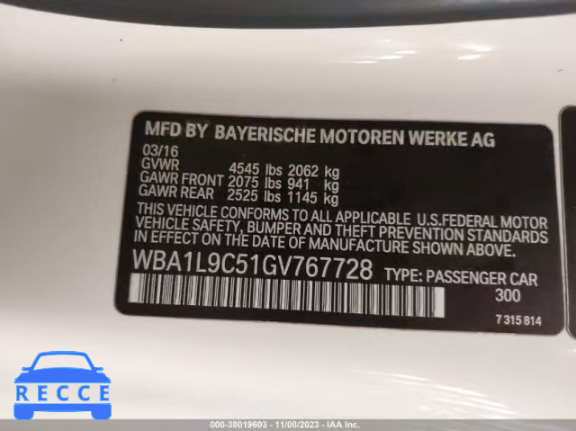 2016 BMW 228I XDRIVE WBA1L9C51GV767728 Bild 8