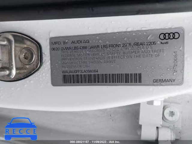 2020 AUDI A3 PREMIUM 40 TFSI FRONT-WHEEL DRIVE S TRONIC WAUAUGFF3LA096084 зображення 8