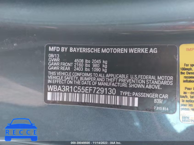 2014 BMW 435I WBA3R1C55EF729130 image 8
