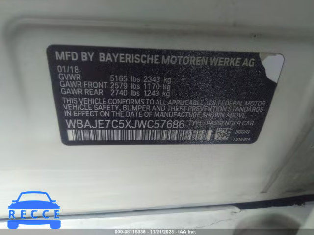 2018 BMW 540I XDRIVE WBAJE7C5XJWC57686 image 8