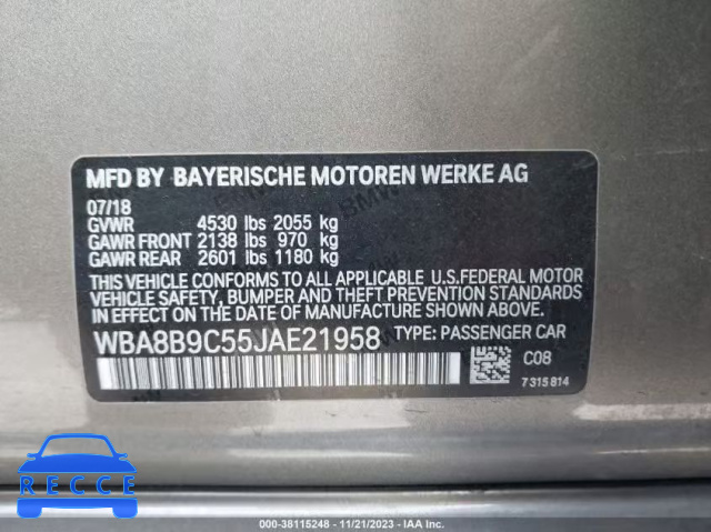 2018 BMW 330I WBA8B9C55JAE21958 зображення 8