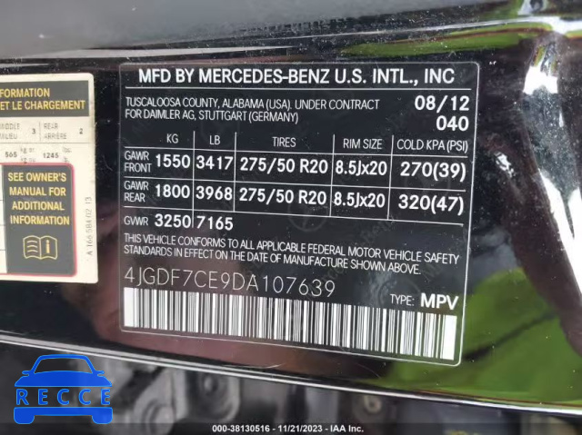 2013 MERCEDES-BENZ GL 450 4MATIC 4JGDF7CE9DA107639 image 8