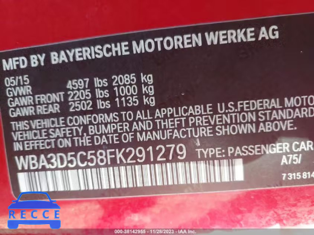 2015 BMW 328D XDRIVE WBA3D5C58FK291279 зображення 8