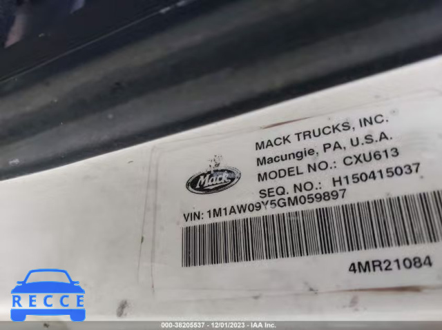 2016 MACK CXU613 CXU600 1M1AW09Y5GM059897 зображення 8