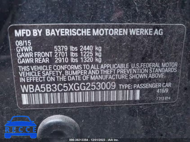 2016 BMW 535I XDRIVE WBA5B3C5XGG253009 image 8