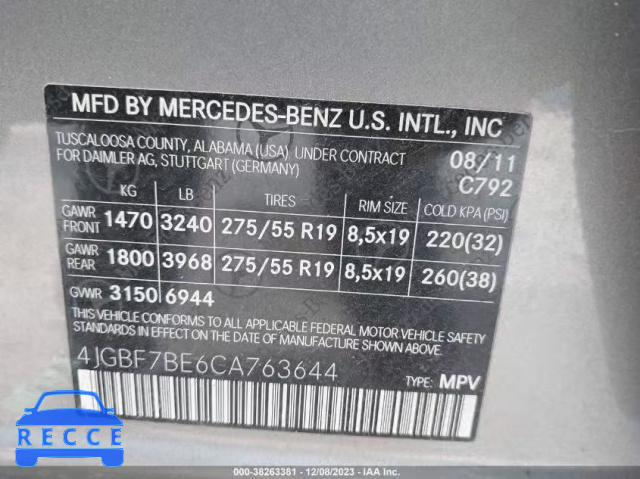 2012 MERCEDES-BENZ GL 450 4MATIC 4JGBF7BE6CA763644 Bild 8