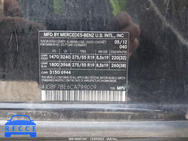 2012 MERCEDES-BENZ GL 450 4MATIC 4JGBF7BE6CA799009 image 8