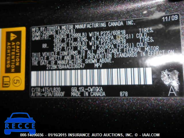 2010 LEXUS RX350 350 2T2BK1BA4AC036047 image 7