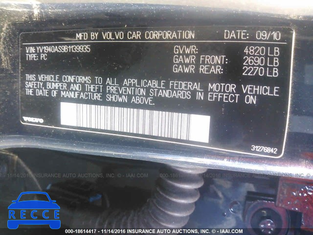 2011 VOLVO S80 3.2 YV1940AS9B1139935 image 8