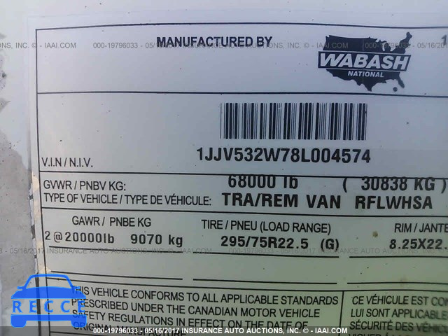 2008 WABASH NATIONAL CORP REEFER 1JJV532W78L004574 image 8