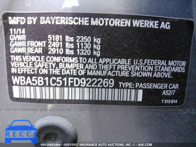 2015 BMW 535 I WBA5B1C51FD922269 image 8