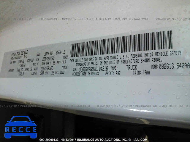 2016 RAM PROMASTER 1500 1500 STANDARD 3C6TRVAG9GE104216 image 8