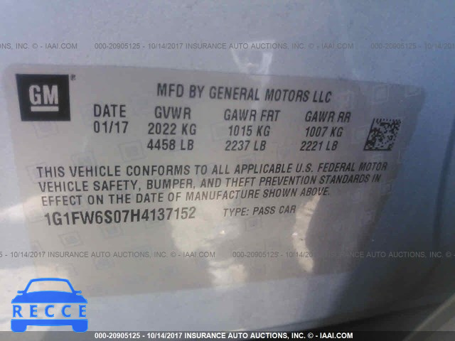 2017 CHEVROLET BOLT EV LT 1G1FW6S07H4137152 image 8