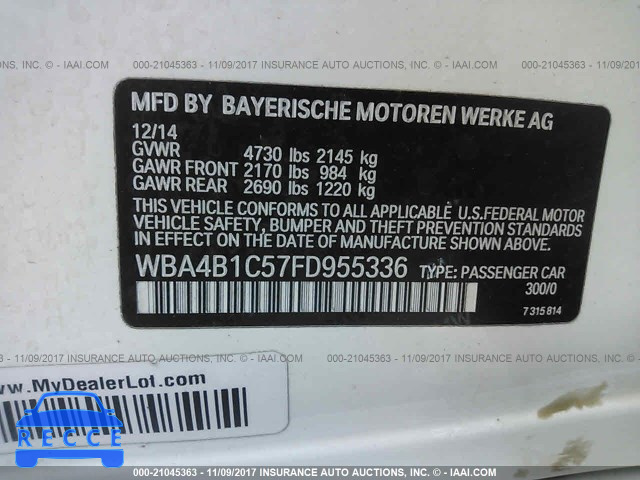 2015 BMW 435 I/GRAN COUPE WBA4B1C57FD955336 image 8