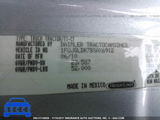 2011 FREIGHTLINER CASCADIA 125 1FUJGLDR7BSAX6912 Bild 9